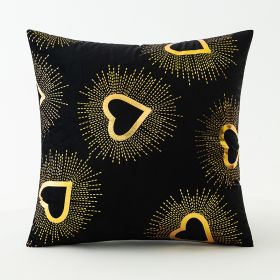 Fashion Black Velvet Printed Pillow (Option: Heart-45x45cm Without Core)