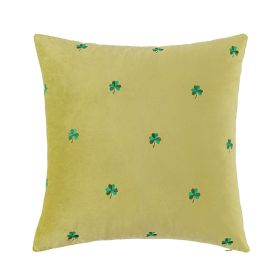 Big Four-Leaf Clover Velvet Pillow Cover (Option: Yellow Green-45x45cm)