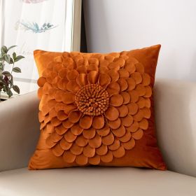 Affordable Luxury Style French Cream Style Three-dimensional Petals Netherlands Velvet Simple Sofa Pillow (Option: Caramel-45x45CM Pillowcase)