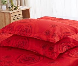 Pillowcase One-pair Package Skin-friendly Brushed Pillow Case (Option: Red Rose-A Pair)