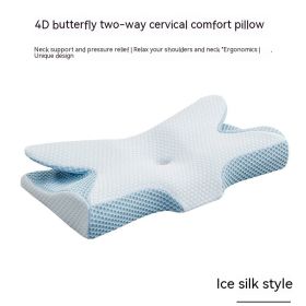 Neck Memory Foam Single Household Pillows (Option: Ice Silk Blue-64x35x12cm)