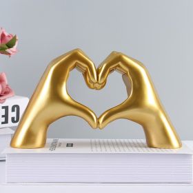 Nordic Heart Gesture Sculpture Resin Abstract Hand Love Statue Figurines Wedding Home Living Room Desktop Ornaments Room Decor (Color: Gold Heart Gesture)