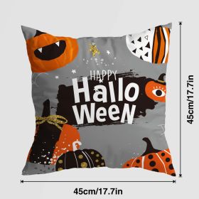 Halloween Pumpkin Castle Pillow Cover (Option: 45x45cm-A001 Without Pillow Core)