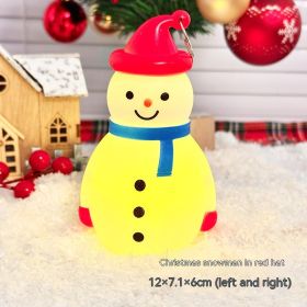 Christmas Decorations Snowman Small Night Lamp Luminous Small Ornaments (Option: Red Hat Snowman-Warm Light)